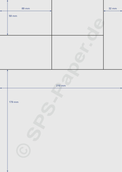 Papier A4 perforiert - 4x 89x59mm & 1x 179x210mm - weiss & farbig