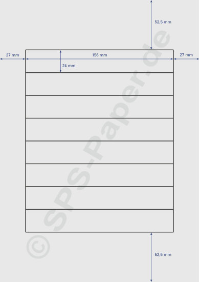 Papier A4 perforiert - 8 Streifen quer á 156x24mm - weiss & farbig