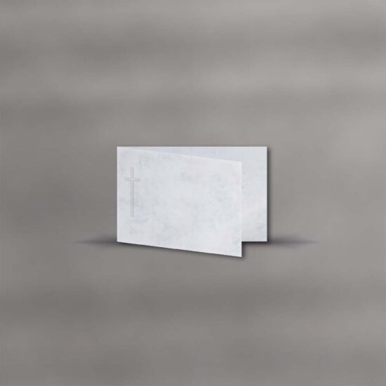 Trauerkarten querdoppelt mit Kreuz - 115 x 185 mm - Marmor Classic