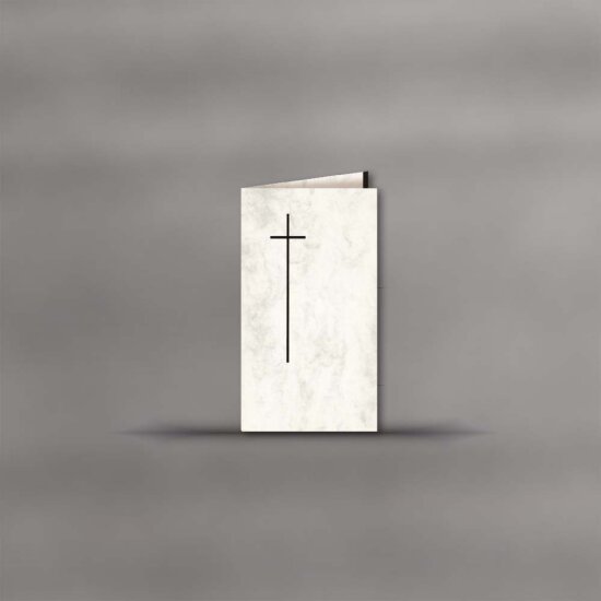 Trauerkarte hochdoppelt mit Kreuz 195 x 114 mm - Marmor...