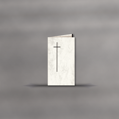 Karte hochdoppelt mit Kreuz (Trauerpost) 195x114mm - Marmor hellgrau