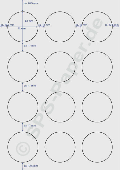 Buttons leicht trennbar - Ø 53,0mm - 12 Stück/A4-Blatt