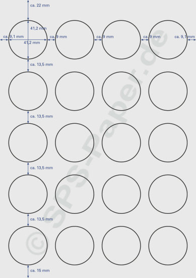 Buttons leicht trennbar - Ø 41,2mm - 20 Stück/A4-Blatt