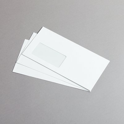 Briefumschläge DIN lang leinen mit Fenster gerade Klappe - Opaline