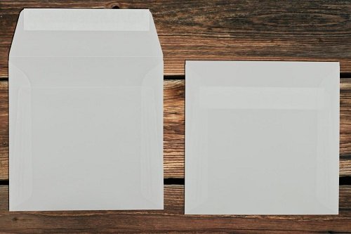 Transparente Briefumschläge 160x160mm weiss