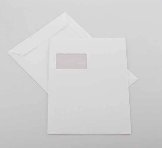 Versandtasche C4 mit Fenster - Extra white pure - FSC®