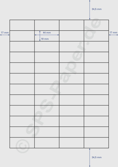 Papier A4 perforiert - 48 Etiketten á 44x19mm - weiss 90g