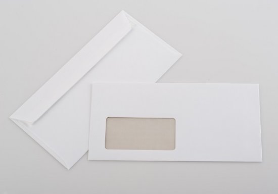 Briefumschlag DIN lang mit Fenster - Extra white matt - FSC®