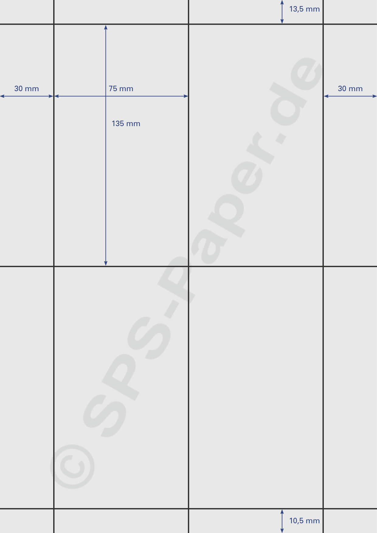 Perforiertes Papier A4 - 4 Teile 75x135mm weiss & farbig