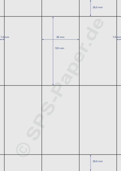 Papier A4 perforiert - 6 Abschnitte 65x120mm - weiss &...