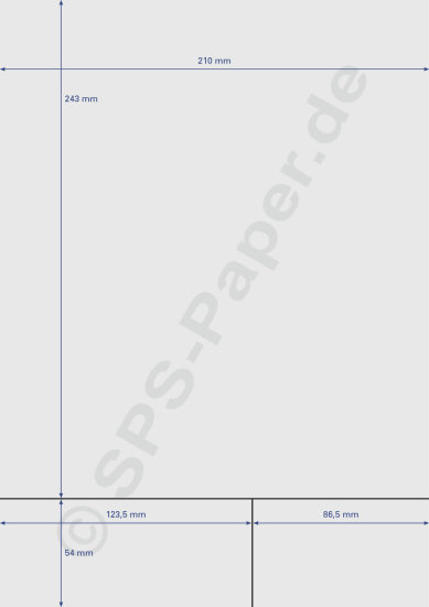 Papier perforiert - je 1x 210x243, 123,5x54 & 86,5x54mm - weiss & farbig