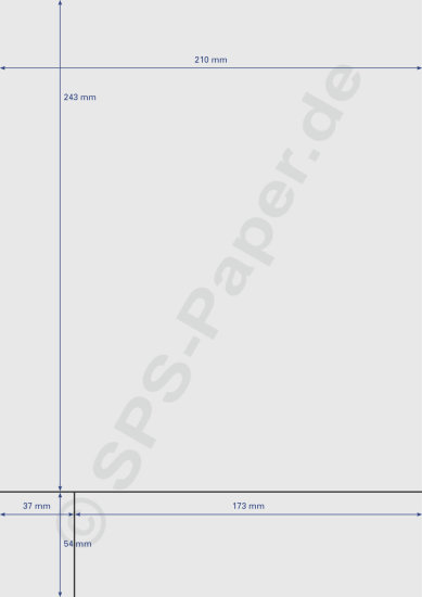 Papier A4 - 3 Teile - 210x243, 173x54 & 37x54mm - weiss & farbig