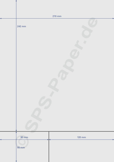 Papier A4 - 3 Teile - 210x242, 90x55 & 120x55mm - weiss & farbig