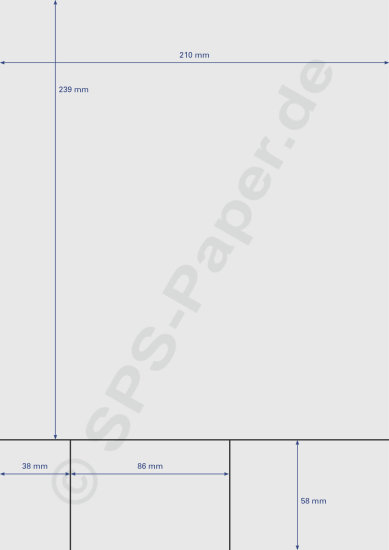 Papier perforiert - 1x 210x239, 1x 38x58 & 2x 86x58mm - weiss 80g
