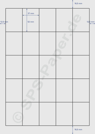 Papier A4 perforiert - 25 Nutzen á 37x52mm - weiss 80g