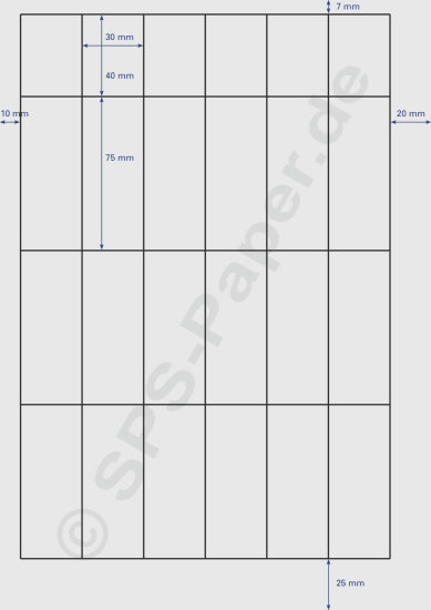 Papier A4 perforiert - 18x 30x75 & 6x 30x40mm - weiss 200g
