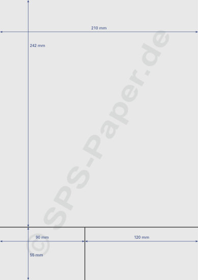 Papier A4 - 3 Teile - 210x242, 90x55 & 120x55mm - weiss 90g